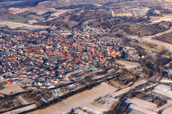 Photographie aérienne de En hiver à le quartier Unteröwisheim in Kraichtal dans le département Bade-Wurtemberg, Allemagne