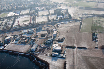 Vue aérienne de SHK en hiver à Bruchsal dans le département Bade-Wurtemberg, Allemagne
