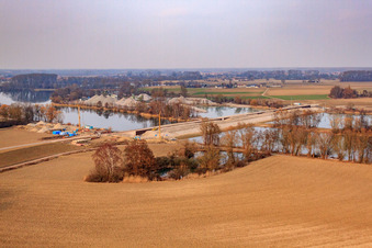 Vue aérienne de Pont Polde sur l'Althrein à Neupotz à Neupotz dans le département Rhénanie-Palatinat, Allemagne