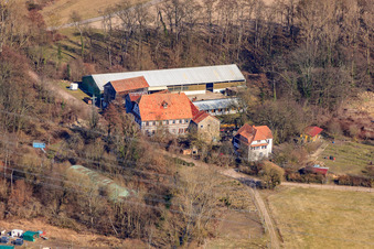 Vue d'oiseau de Moulin de Wanzheim à Rheinzabern dans le département Rhénanie-Palatinat, Allemagne