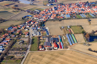 Vue oblique de Cour du forgeron à Neupotz dans le département Rhénanie-Palatinat, Allemagne
