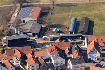 Vue oblique de Écuries d'Oberdorf à Rheinzabern dans le département Rhénanie-Palatinat, Allemagne