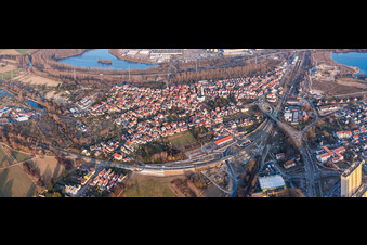 Vue aérienne de Aperçu de la ville d'Altwörth à Wörth am Rhein dans le département Rhénanie-Palatinat, Allemagne