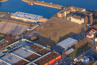 Vue aérienne de Rue DLW à le quartier Maximiliansau in Wörth am Rhein dans le département Rhénanie-Palatinat, Allemagne