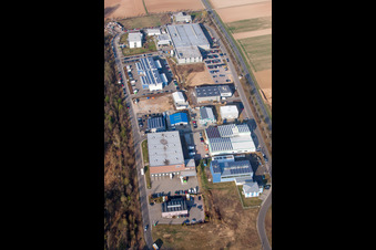 Vue aérienne de Parc industriel Ouest et implantation de l'entreprise Eberspächer catem GmbH & Co. KG (Palatinat) à Herxheim bei Landau dans le département Rhénanie-Palatinat, Allemagne
