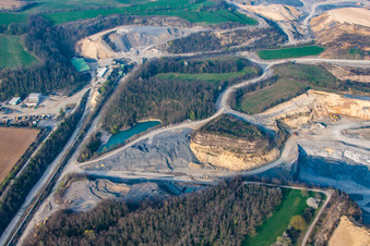 Vue aérienne de Carrière à ciel ouvert de calcaire de Nussloch à le quartier Maisbach in Nußloch dans le département Bade-Wurtemberg, Allemagne