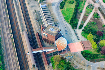 Vue aérienne de Gare Hockenheim à Hockenheim dans le département Bade-Wurtemberg, Allemagne