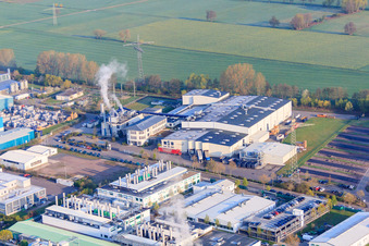 Vue aérienne de Zone industrielle LANDAU OST avec Rose Druck GmbH à Landau in der Pfalz dans le département Rhénanie-Palatinat, Allemagne