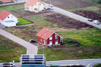 Vue aérienne de Nouvelle zone de développement dans le NE Im Unterfeld à le quartier Schaidt in Wörth am Rhein dans le département Rhénanie-Palatinat, Allemagne