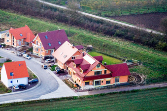 Vue aérienne de Nouvelle zone de développement au nord-est, An der Anhaide à le quartier Schaidt in Wörth am Rhein dans le département Rhénanie-Palatinat, Allemagne