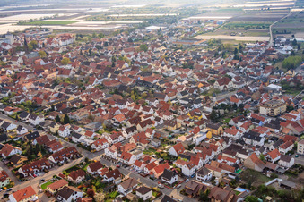 Vue aérienne de Vue de la ville depuis le nord-est à Lambsheim dans le département Rhénanie-Palatinat, Allemagne