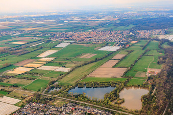 Vue aérienne de Vue de la ville depuis l'ouest à le quartier Iggelheim in Böhl-Iggelheim dans le département Rhénanie-Palatinat, Allemagne