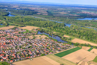Vue aérienne de Au Fish Mark à Leimersheim dans le département Rhénanie-Palatinat, Allemagne