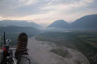 Photographie aérienne de TagliamentO à Solimbergo dans le département Frioul-Vénétie Julienne, Italie