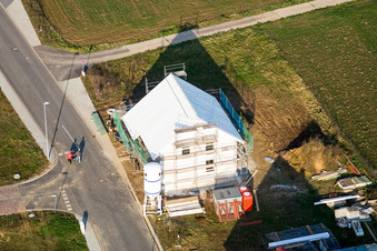 Vue oblique de Nouvelle zone de développement NE, Frühmesserweg à le quartier Schaidt in Wörth am Rhein dans le département Rhénanie-Palatinat, Allemagne