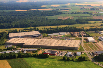Zone industrielle Horst, centre logistique de Zufall à le quartier Minderslachen in Kandel dans le département Rhénanie-Palatinat, Allemagne vue d'en haut