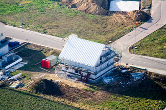 Vue aérienne de Nouvelle zone de développement NO à le quartier Schaidt in Wörth am Rhein dans le département Rhénanie-Palatinat, Allemagne