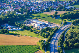 Photographie aérienne de Centrale géothermique de Pfalzwerke geofuture GmbH à Insheim sur l'A65 à Insheim dans le département Rhénanie-Palatinat, Allemagne