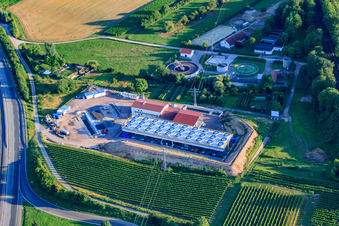 Centrale géothermique de Pfalzwerke geofuture GmbH à Insheim sur l'A65 à Insheim dans le département Rhénanie-Palatinat, Allemagne d'un drone