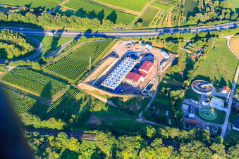 Centrale géothermique de Pfalzwerke geofuture GmbH à Insheim sur l'A65 à Insheim dans le département Rhénanie-Palatinat, Allemagne hors des airs