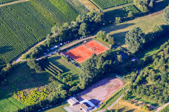 Vue aérienne de Club de tennis TCO Oberotterbach et SV Oberotterbach 1950 eV à Dörrenbach dans le département Rhénanie-Palatinat, Allemagne