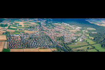Vue aérienne de Vue d'ensemble de la ville depuis l'ouest à Herxheim bei Landau dans le département Rhénanie-Palatinat, Allemagne