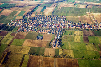 Vue aérienne de Vue du village depuis le sud à Freckenfeld dans le département Rhénanie-Palatinat, Allemagne