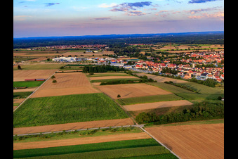 Vue aérienne de Vue de la ville depuis le nord-ouest à Rülzheim dans le département Rhénanie-Palatinat, Allemagne