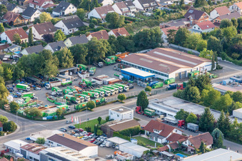 Vue aérienne de Site du centre de tri des déchets et du recyclage Centre de recyclage Rülzheim à Rülzheim dans le département Rhénanie-Palatinat, Allemagne