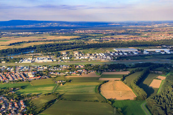 Vue aérienne de Aéroport Speyer depuis l'ouest à Speyer dans le département Rhénanie-Palatinat, Allemagne