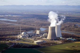 Vue aérienne de Centrale nucléaire du nord-est à Philippsburg dans le département Bade-Wurtemberg, Allemagne