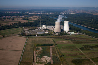 Photographie aérienne de Centrale nucléaire du sud-ouest à Philippsburg dans le département Bade-Wurtemberg, Allemagne