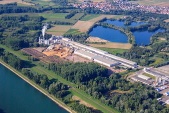 Vue aérienne de Rheinspan GmbH & Co. KG au bord du Rhin à Germersheim dans le département Rhénanie-Palatinat, Allemagne