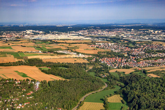 Vue aérienne de Vue de la ville depuis l'ouest à le quartier Darmsheim in Sindelfingen dans le département Bade-Wurtemberg, Allemagne