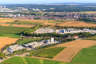 Vue aérienne de KÖMPF Baufachmarkt GmbH à le quartier Darmsheim in Sindelfingen dans le département Bade-Wurtemberg, Allemagne