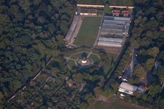 Vue aérienne de Salon de thé Schlosspark à le quartier Innenstadt-Ost in Karlsruhe dans le département Bade-Wurtemberg, Allemagne