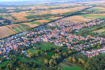 Vue aérienne de Vue d'ensemble du village depuis le sud-ouest à le quartier Schaidt in Wörth am Rhein dans le département Rhénanie-Palatinat, Allemagne