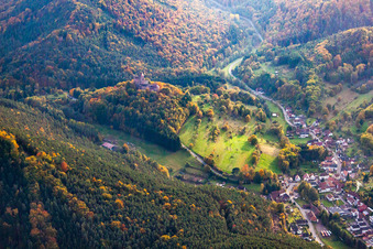 Vue d'oiseau de Château de Berwartstein à Erlenbach bei Dahn dans le département Rhénanie-Palatinat, Allemagne