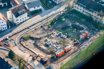 Vue aérienne de Chantier du supermarché Saarstraße NETTO sur le Höhenweg à Kandel dans le département Rhénanie-Palatinat, Allemagne