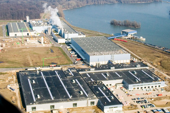 Vue aérienne de Usine de carton ondulé de palme à Wörth am Rhein dans le département Rhénanie-Palatinat, Allemagne