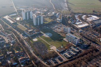 Vue aérienne de Terrain hospitalier de la BG Klinik Ludwigshafen à le quartier Oggersheim in Ludwigshafen am Rhein dans le département Rhénanie-Palatinat, Allemagne