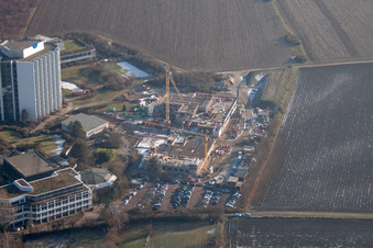 Terrain hospitalier de la BG Klinik Ludwigshafen à le quartier Oggersheim in Ludwigshafen am Rhein dans le département Rhénanie-Palatinat, Allemagne hors des airs