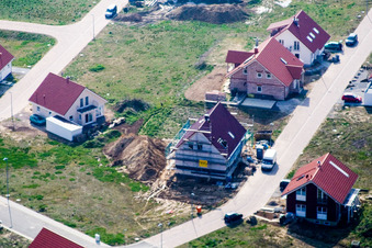 Vue d'oiseau de Nouvelle zone de développement NO à le quartier Schaidt in Wörth am Rhein dans le département Rhénanie-Palatinat, Allemagne
