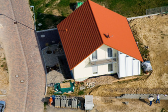 Vue aérienne de Nouvelle zone de développement NO à le quartier Schaidt in Wörth am Rhein dans le département Rhénanie-Palatinat, Allemagne