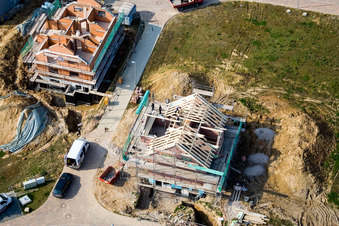 Vue d'oiseau de Nouvelle zone de développement NO à le quartier Schaidt in Wörth am Rhein dans le département Rhénanie-Palatinat, Allemagne