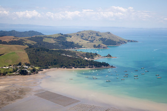 Vue oblique de Quartier Te Kouma in Coromandel dans le département Waïkato, Nouvelle-Zélande