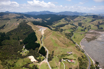Quartier Preece Point in Coromandel dans le département Waïkato, Nouvelle-Zélande depuis l'avion