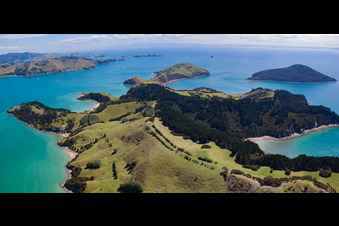 Whanganui Island dans le département Waïkato, Nouvelle-Zélande vue d'en haut
