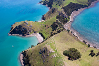 Vue oblique de Whanganui Island dans le département Waïkato, Nouvelle-Zélande