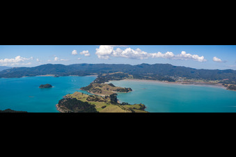 Vue aérienne de Panorama à Whanganui Island dans le département Waïkato, Nouvelle-Zélande
